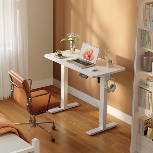 32" Small Electric Standing Desk Height Adjustable Desk, White, view 3
