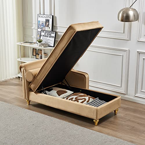 GDFStudio Upholstered Chaise Lounge Chair Indoor with Storage, view 6