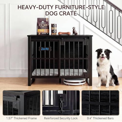 39.4" L Dog Crate Furniture with Sliding Door, Wooden Dog Kennel, view 7