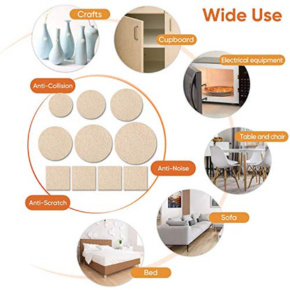 Furniture Pads 300 Pack Premium Furniture Felt Pads (Beige), Huge Quantity Self Adhesive Anti Scratch Floor Protector for Furniture Legs Hardwood with 60 Cabinet Door Bumpers