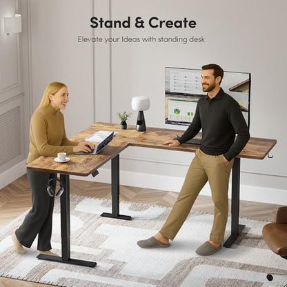 63“ x 55" L Shaped Standing Desk Adjustable Height, Electric Corner Desk, view 5
