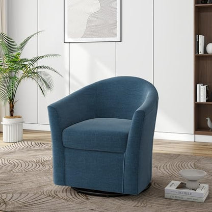 Mid-Century Modern Swivel Barrel Accent Chair, Blue, Set of 1