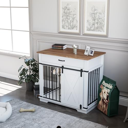 37.8'' Dog Crate Furniture with Storage Drawer, view 8