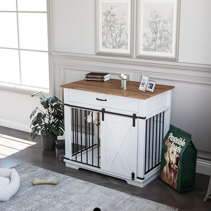 37.8'' Dog Crate Furniture with Storage Drawer, view 8