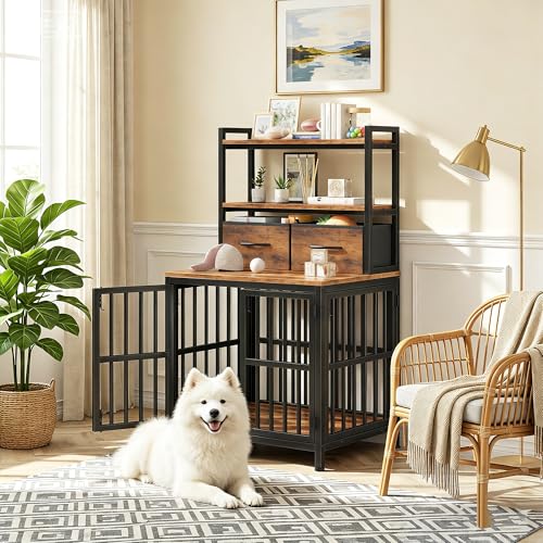25.5" W Dog Crate Furniture with Drawer & Shelf, 43.7" H, view 6