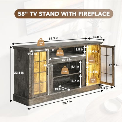 MXV 58" Farmhouse TV Stand for TVs up to 65 Inches, view 3