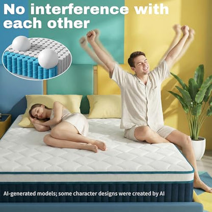 Twin Mattress, 12 Inch Medium Firm Hybrid Memory Foam Bed in a Box, view 6