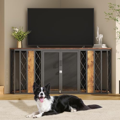 Spacesea Extra Large Corner Dog Crate Furniture, Heavy Duty Indoor Dog Kennel, view 4