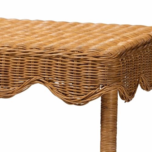 Oteria Bohemian Light Honey Scalloped Rattan Side Table