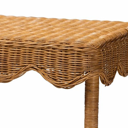 Oteria Bohemian Light Honey Scalloped Rattan Side Table