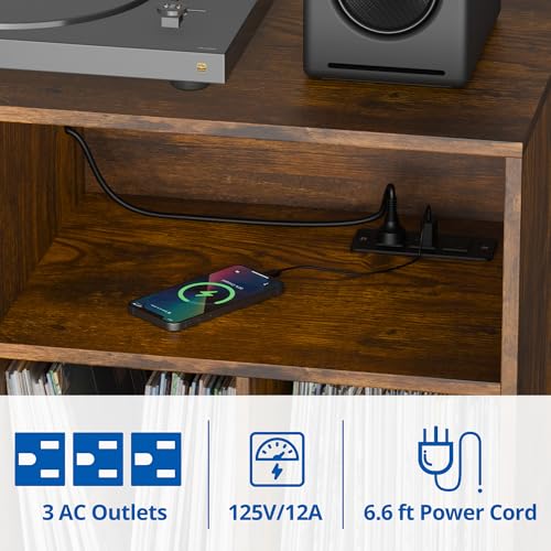 Record Player Stand with Vinyl Storage Cabinet, view 4