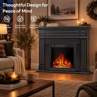 Electric Fireplace with Mantel,Dark Black(43inch), view 4
