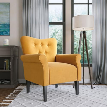 Modern Accent Chair, High Back Armchair, Upholstered Wingback Side Chair, view 7