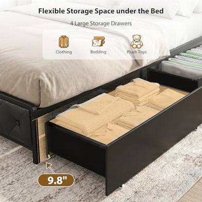 LED Bed Frame with Storage, view 6