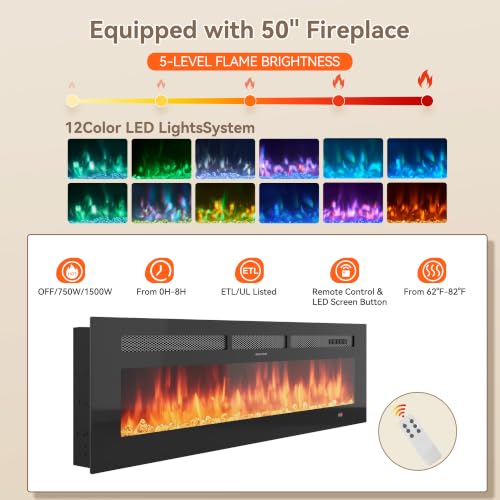 MXV 90" Fireplace TV Stand with Electric Fireplace, view 7