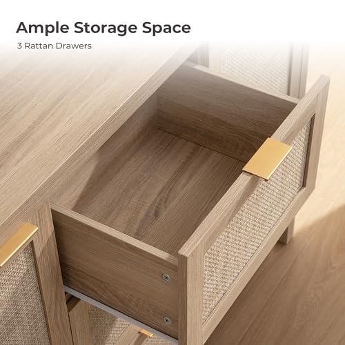 52 Inch Sideboard Buffet Cabinet with Storage, Rattan Credenza, view 6