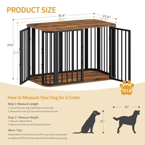 39.4'' L Dog Crate Furniture, Wooden Dog Kennel Indoor Dogs Cage, view 3