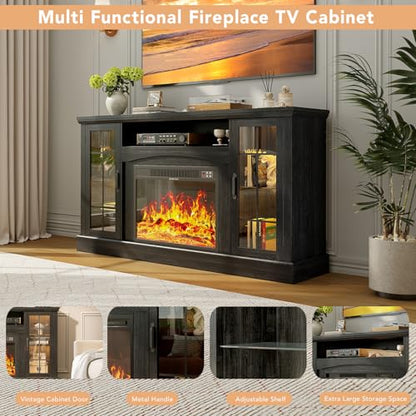 2-in-1 Multifunctional Fireplace TV Stand with 23" Removable Electric Fireplace, view 7