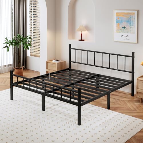 Full Metal Bed Frame with Headboard and Footboard Steel Slat Support, view 4
