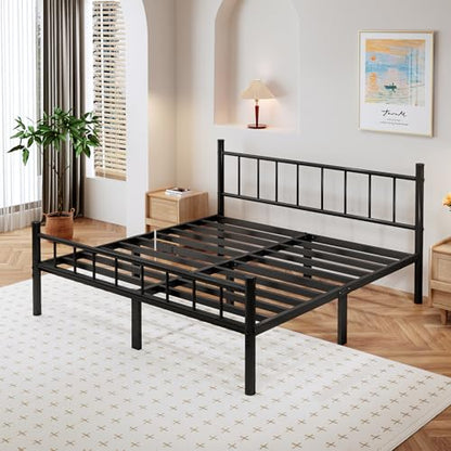 Full Metal Bed Frame with Headboard and Footboard Steel Slat Support, view 4