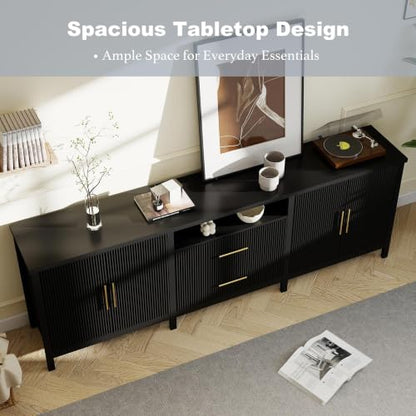 Black TV Stands for Living Room: 95" Entertainment Center for 100" TVs, view 7