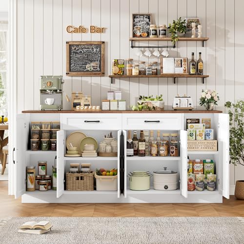 71” Large Buffet Cabinet, Sideboard with Adjustable Shelves, view 4