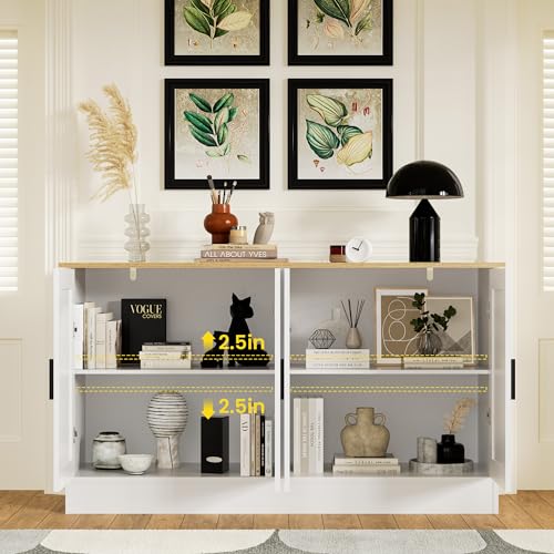 53" White Buffet Cabinet with Storage, view 4