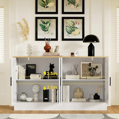 53" White Buffet Cabinet with Storage, view 4