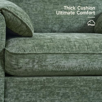 Oversized Green Chenille Armchair with Padded Arms, view 5
