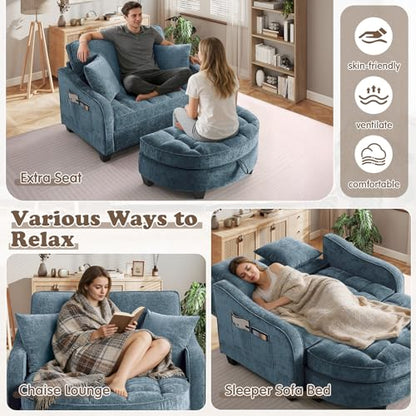 Oversized Chaise Lounge Chair Indoor with Ottoman, view 4