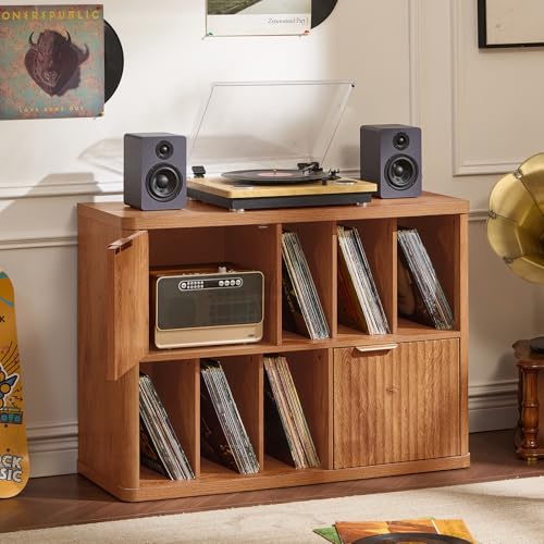 Large Record Player Stand with Vinyl Storage Up to 450 Albums, view 4