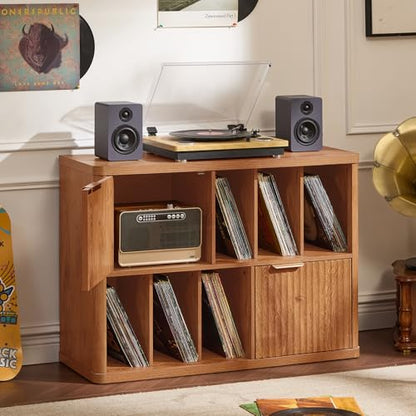 Large Record Player Stand with Vinyl Storage Up to 450 Albums, view 4