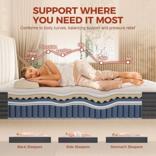 12 Inch Queen Mattress, Quiet Comfort for All Position Sleepers, view 5