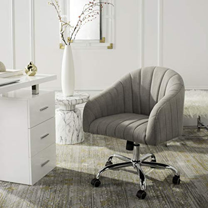 Home Themis Grey Linen and Chrome Leg Swivel Office Chair