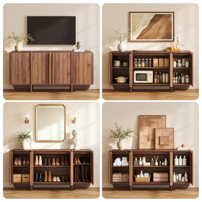 63'' Fluted Sideboard Buffet Cabinet with Storage（4 Door）, view 5