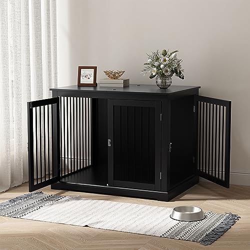 Dog Crate Furniture, Wooden Dog Kennel with Cushion, Dog Crate End Table Large, view 6