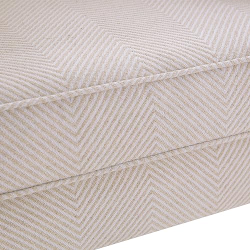 Printed Wingback Accent Chair, Linen Upholstered High Back Armchair, Comfy Reading Chair for Living Room Bedroom Study, 300lbs Weight Capacity (1, Tan with Lines)