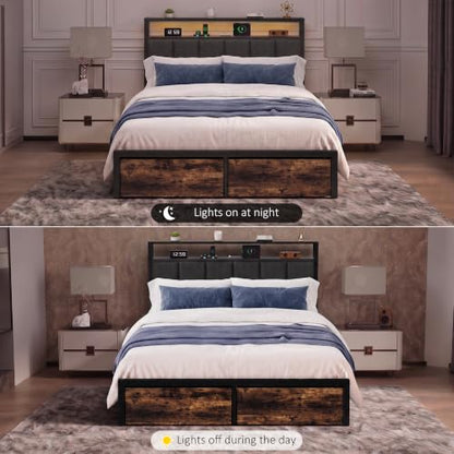 Full Bed Frame with Storage Drawers, view 8