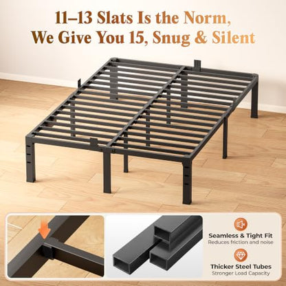 4000LBS Full Bed Frame with Charging Station, 14 inch Bedframe, view 7
