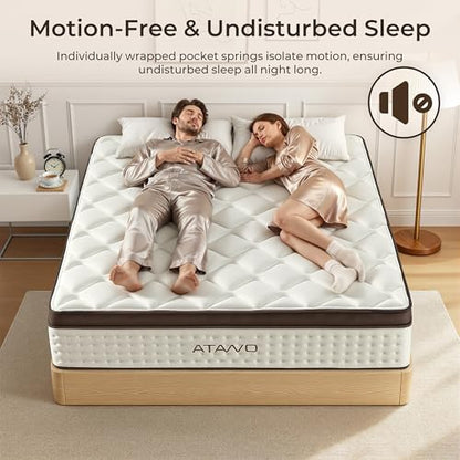 12 Inch Full Mattress, Medium Firm Hybrid Mattress Full with Zoned Pocket Springs & Memory Foam for Pressure Relief, Motion Isolation | Fiberglass-Free, CertiPUR-US Certified | 75"*54"