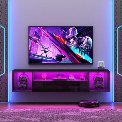 Floating TV Stand Wall Mounted with Lights,LED TV Stand, view 2