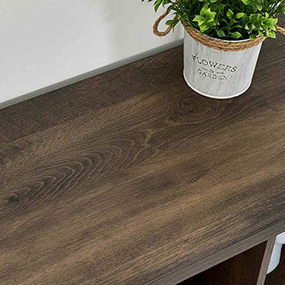 Rustic 6 Cube Storage Organizer with Shelf, Wood and Metal Cubby Bookcase, Industrial Horizontal Bookshelf for Living Room, Home Office (Walnut Brown, 47 Inch)