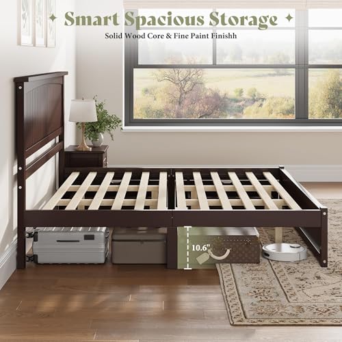 Solid Wood King Storage Bed Frame with 2 Drawers, Espresso, view 7