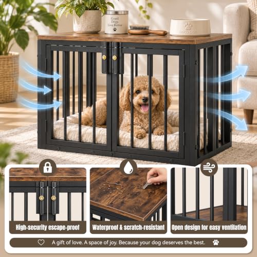 Small Dog Crate Furniture, Furniture Style Dog Crate, Wooden Dog Crate End Table, view 4