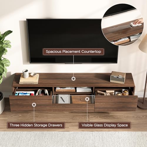 63" Floating TV Stand for TVs up to 75",Fluted Entertainment Center, view 5