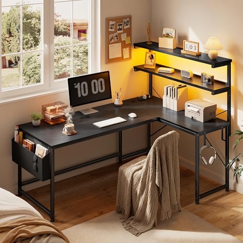 53" L Shaped Gaming Desk with No Side Bar Shelf for Small Space, view 3