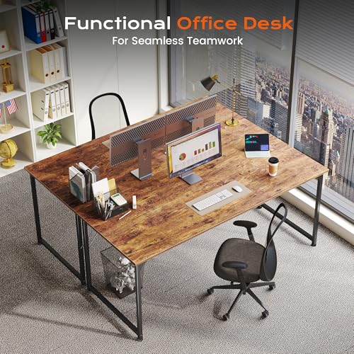 55 X 24 Inch Computer Desk with Deeper Desktop, Gaming Office Writing Work Desk for Home Office, Study, Bedroom, Work from Home, Metal Frame, Rustic Brown