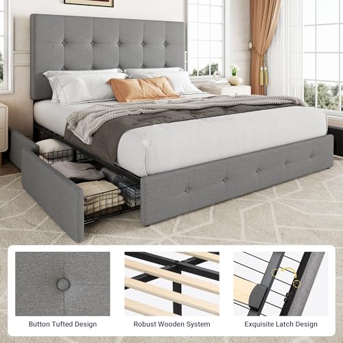 Storage Bed Frame with 4 Underbed Drawers, view 7
