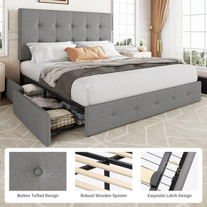 Storage Bed Frame with 4 Underbed Drawers, view 7