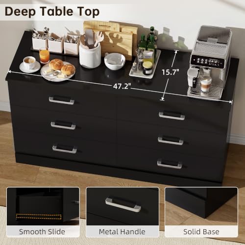 6 Dressers for Bedroom, Chest of Drawers, Dark Black, view 5